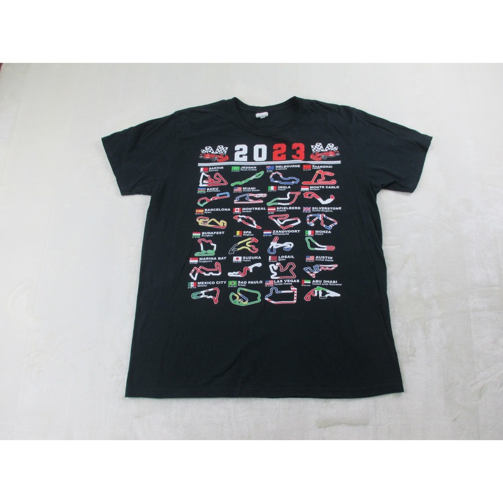 Formula 1 Shirt Mens Extra Large Black Cotton‎ Racing Tracks 2023*